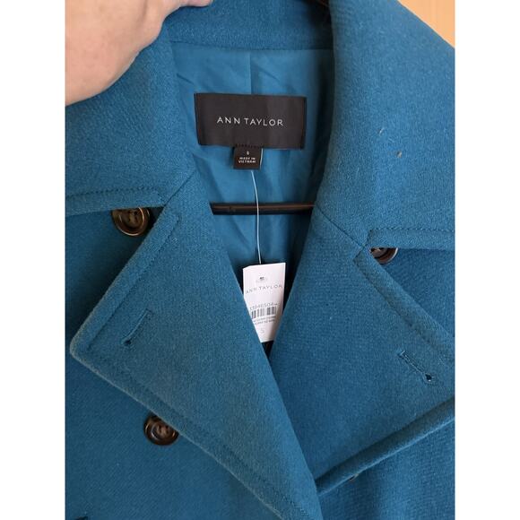 NWT Ann Taylor Wool Blend Refined Peacoat Lagoon Blue Sz Small S Peacock Teal - Picture 4 of 9